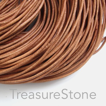 Cord, leather, brown, matte, 3mm. 1 meter