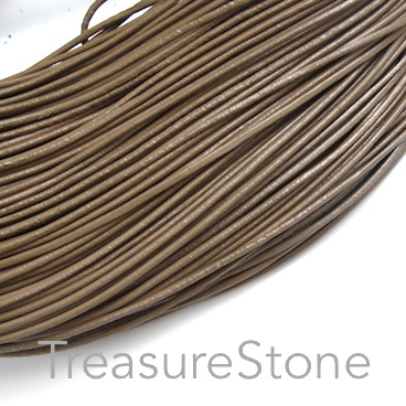 Cord, leather, tan, 1.5mm. Sold per 2-meter section
