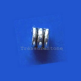 Bead, antiqued silver-finished, 4x3mm tube. Pkg of 25.