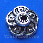Bead cap, antiqued silver-finished, 8mm. Pkg of 20