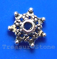 Bead cap, antiqued silver-finished, 9mm. Pkg of 20
