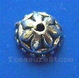 Bead cap, antiqued silver-finished, 8x5mm. pkg of 20