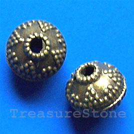 Bead, antiqued brass finished, 12x11mm rondelle spacer. 8pcs.