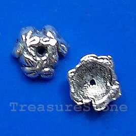 Bead cap, antiqued silver-finished, 8x2mm. Pkg of 20