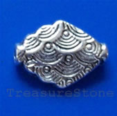 Bead, antiqued silver-finished, 14x11mm. Pkg of 10