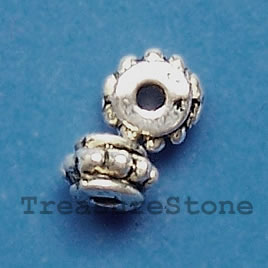 Bead. antiqued silver-finished, 5x2mm. Pkg of 20.