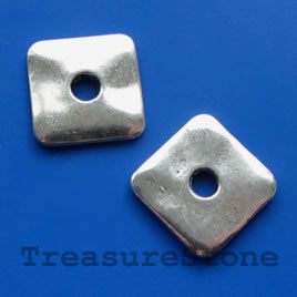 Bead, antiqued silver-finished, 22/6mm. Pkg of 2.