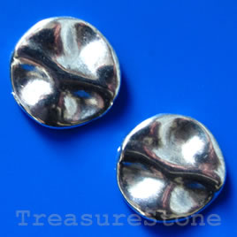 Bead, antiqued silver-finished, 22mm. Pkg of 3.