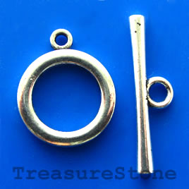 Clasp, toggle, antiqued silver-finished, 21/34mm. Pkg of 3.