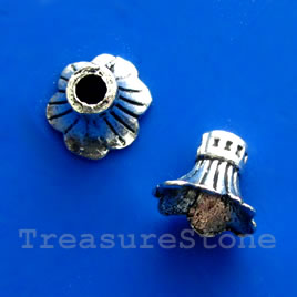 Cone, antiqued silver-finished, 9x12mm. Pkg of 7
