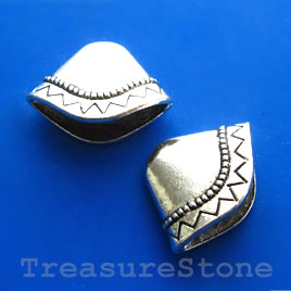 Cone, antiqued silver-finished, 8x23x18mm. Pkg of 2