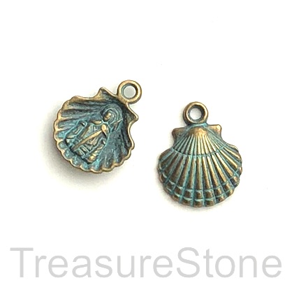 Charm/ pendant, patina-finished, 14mm Shell. Pkg of 10.