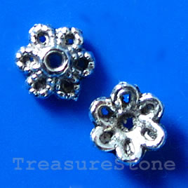 Bead cap, antiqued silver-finished, 5x3mm. Pkg of 20