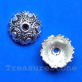 Bead cap, antiqued silver-finished, 10x5mm. Pkg of 15