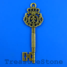 Pendant, 23x65mm bronze-colored key. Sold individually.