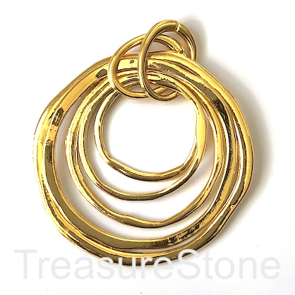 Pendant, gold coloured, 57mm, 5 rings. each