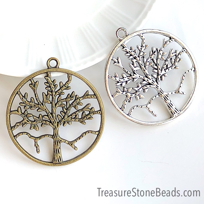 Pendant, silver-plated, 54mm Tree of Life. Each.