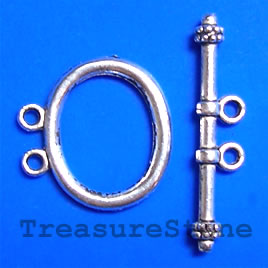 Clasp, toggle, antiqued silver-finished, 21x17. Pkg of 6.