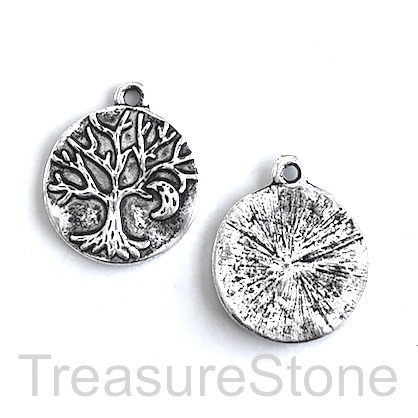 Charm, antiqued silver-finished, 20mm Tree of Life. Pkg of 6.