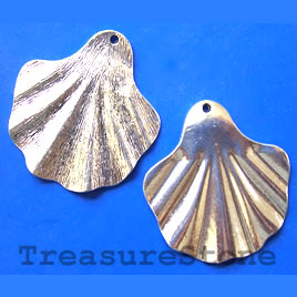 Pendant, silver-finished, 43x46mm shell. Pkg of 2.