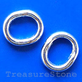 Bead frame, silver-finished, 12x15mm oval. Pkg of 8pcs