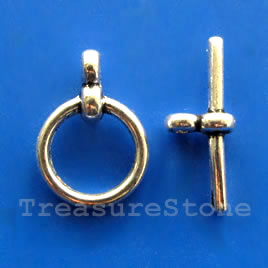 Clasp, toggle, antiqued silver-finished, 12/19mm. Pkg of 8.