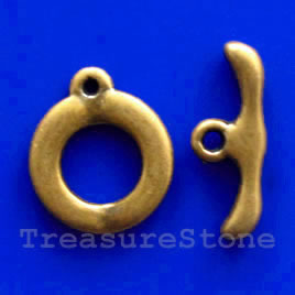 Clasp, toggle, gold-finished, 18/22mm. Pkg of 4 pairs