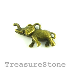 Charm, brass-plated, 12x23 elephant. Pkg of 8.