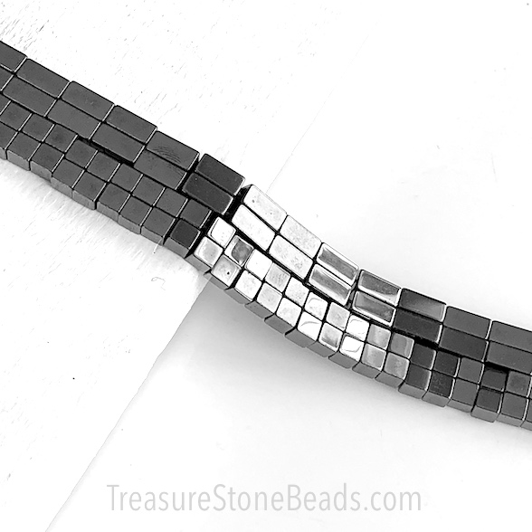 Bead, magnetic hematite, 4mmm cube. 15.5 inch, 95pcs