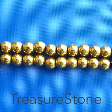 Bead, magnetic, 6mm gold round. 16 inch strand