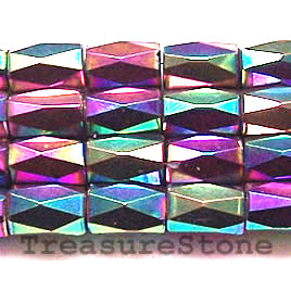 Bead, magnetic, 5x8mm rainbow 18 faceted barrel. 16 inch strand