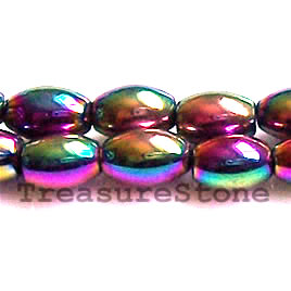 Bead, magnetic, 5x8mm rainbow oval. 16 inch strand