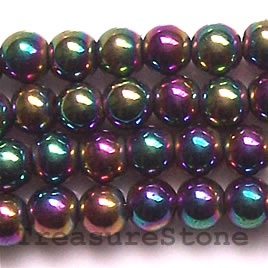 Bead, magnetic, 5mm rainbow round. 16 inch strand