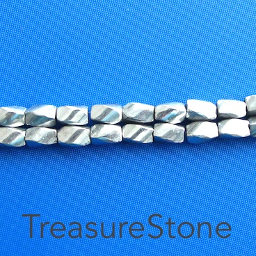 Bead, magnetic, 5x8mm silver 4-side twist. 16 inch strand. - Click Image to Close