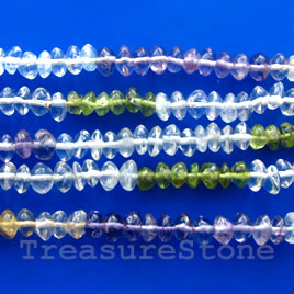 Bead, mixed quartz+others, 3x5mm saucer. 16-inch strand.