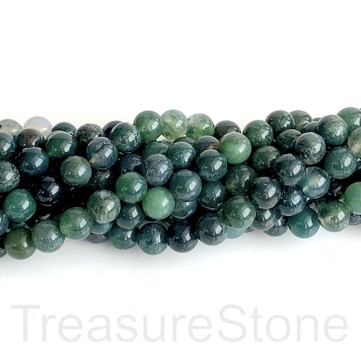Bead, moss agate, 4mm round. 14.5 inch, 90pcs
