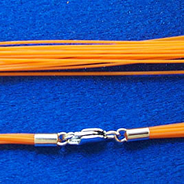 Cord, nylon, orange,16 inch with sterling silver clasp