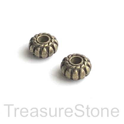 Bead, brass finished, 4.5x8mm rondelle spacer. 12pcs
