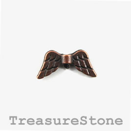 Bead/charm, copper-colored, 9x20mm angel wings. Pkg of 11.