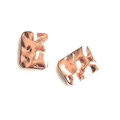 Bead, rose gold finished, 11x14mm hammered rectangle spacer. 8