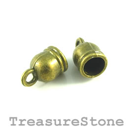Bead, brass-finished, 8mm cord end. Pkg of 10.