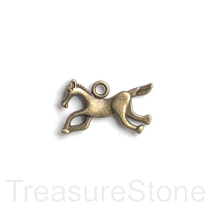 Charm, brass-finished, 14x22mm horse. Pkg of 9.