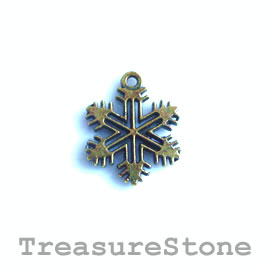 Charm, silver-plated, 12mm snowflake. Pkg of 12.