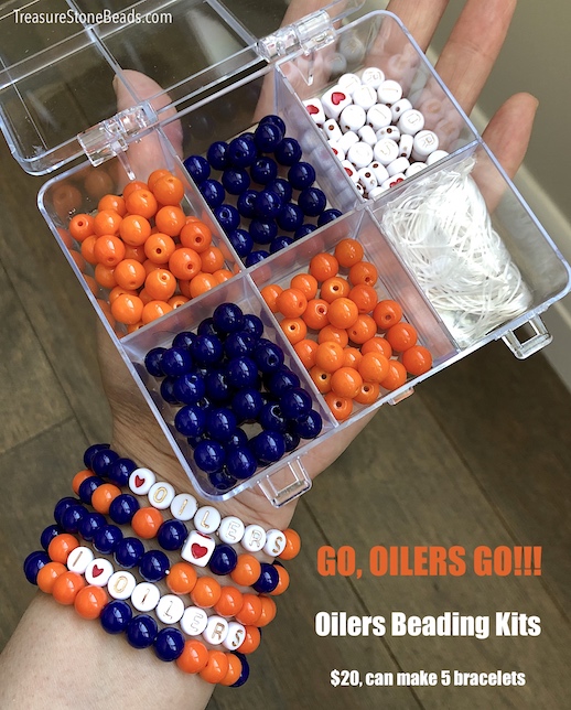 Beading kit, Edmonton Oilers, can make 5 bracelets. each kit