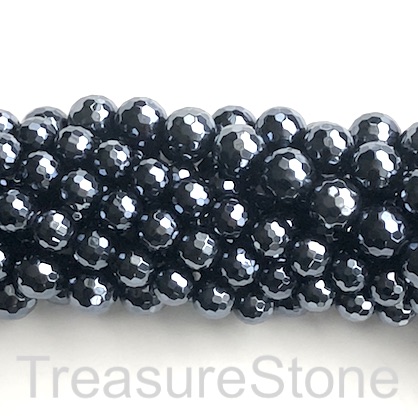 Bead, black onyx, 10mm faceted round, plated. 15.5-inch, 38pcs