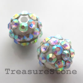 Pave beads(Resin Rhinestone). 2xAB on White.12mm. Pkg of 5.