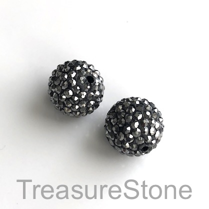 Clay Pave Bead, 10mm grey with hematite crystals. Each