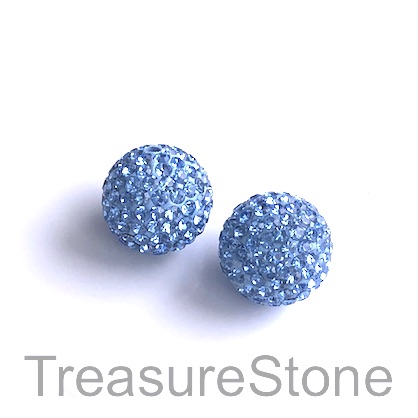 Clay Pave Bead, 10mm light blue with crystals. Each