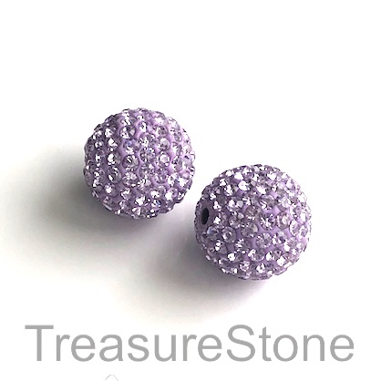 Clay Pave Bead, 12mm light purple with crystals. Each