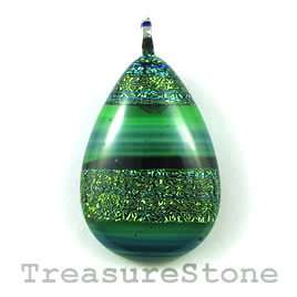 Pendant, dichroic glass, 20x29mm teardrop. Sold individually.